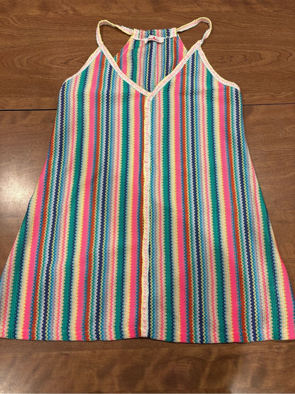 SugarFree Multicolor Striped Crochet Style Knit Dress